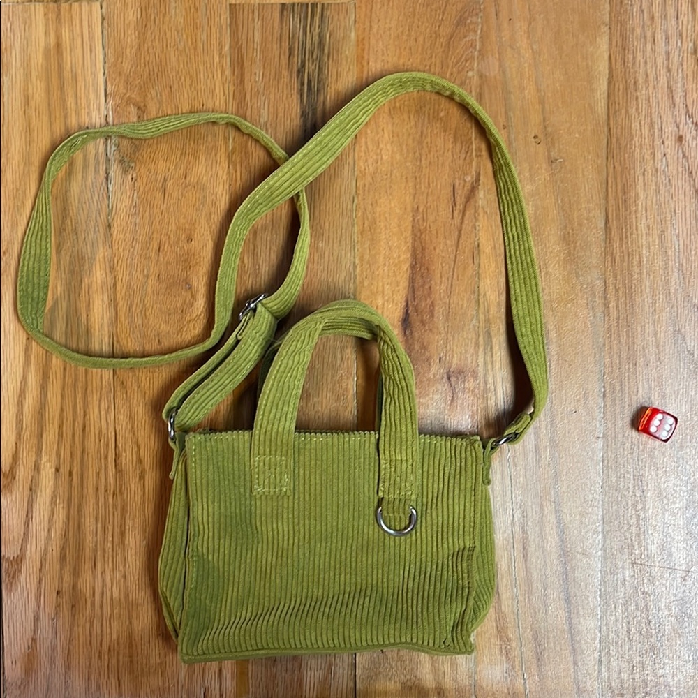 Green Corduroy Mini Shoulder Bag